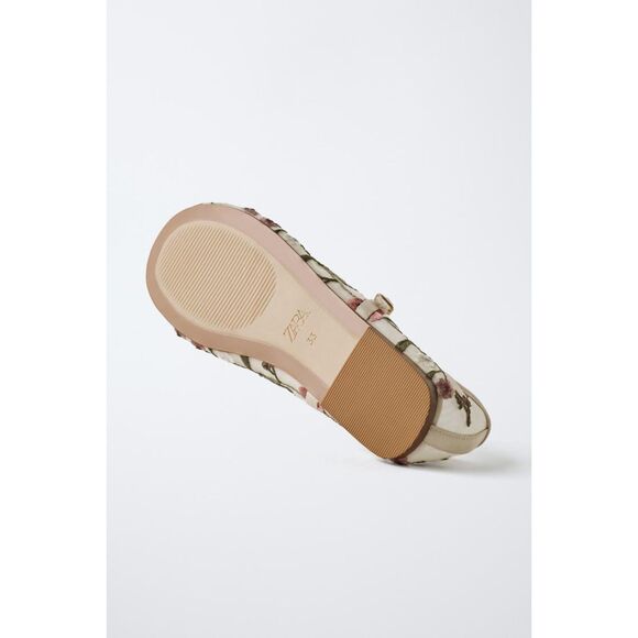NWT ZARA GIRL EMBROIDERED BALLERINAS SHOES